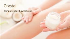  Presentation with coconut fruit - Slide deck consisting of woman applying coconut oil onto background and a cream colored foreground