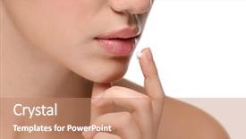  Presentation with pharmacy cream - Slide set featuring woman applying cream onto lips background and a coral colored foreground