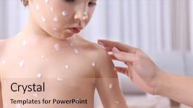  Presentation with woman child - Presentation design enhanced with woman applying cream onto skin background and a coral colored foreground