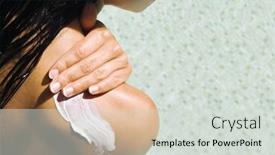  Presentation with swimmingpool - Presentation design having woman-applying-cream background and a light gray colored foreground