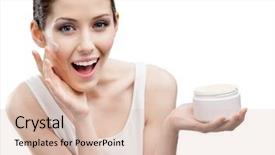  Presentation with emollient - Theme with skin care free - woman applying emollient cream background and a lemonade colored foreground