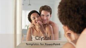  Presentation with mirror reflection - Theme featuring woman applying lipstick in mirror background and a coral colored foreground