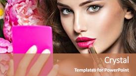  Presentation with lipstick - Amazing presentation having woman applying lipstick looking backdrop and a coral colored foreground