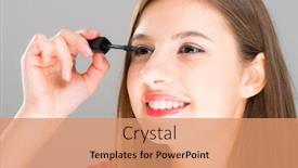  Presentation with eyelashes - Slide deck with woman-applying-mascara background and a coral colored foreground