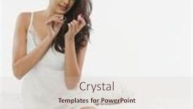  Presentation with nail - Colorful presentation theme enhanced with woman-applying-nail-polish backdrop and a soft green colored foreground