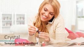  Presentation with nail - Colorful PPT theme enhanced with woman applying nail polish backdrop and a lemonade colored foreground