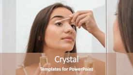  Presentation with eyelashes - Slide deck enhanced with woman applying oil to eyelashes background and a coral colored foreground