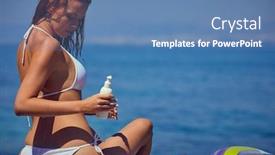  Presentation with sunscreen - Presentation enhanced with woman applying sunscreen on a sunny day background and a teal colored foreground