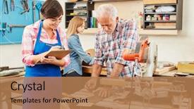  Presentation with learning journey - PPT theme featuring learning at luthier's workshop background and a coral colored foreground