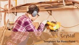  Presentation with processing - Cool new slides with woman-as-a-carpenter backdrop and a coral colored foreground