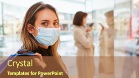  Presentation with face mask - Cool new theme with woman-as-a-customer backdrop and a red colored foreground