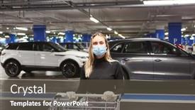  Presentation with car park - Slide deck enhanced with woman-as-a-customer background and a dark gray colored foreground