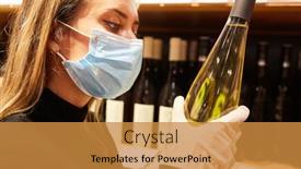  Presentation with covid - Slide set consisting of woman-as-a-customer background and a gold colored foreground