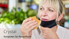  Presentation with face mask - Cool new theme with woman-as-a-guest backdrop and a coral colored foreground