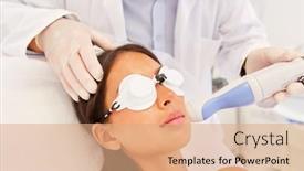  Presentation with laser therapy - Audience pleasing theme consisting of woman-as-a-patient backdrop and a coral colored foreground