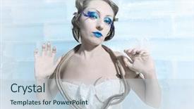  Presentation with queen - Cool new slides with woman as a snow queen in ice room backdrop and a lemonade colored foreground