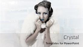  Presentation with queen - Audience pleasing presentation theme consisting of woman as a snow queen in ice room backdrop and a light gray colored foreground