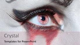  Presentation with vampire - Colorful PPT layouts enhanced with woman as a vampire halloween face art backdrop and a coral colored foreground