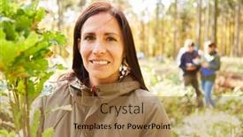  Presentation with tree planting - PPT theme enhanced with woman-as-a-volunteer-planting background and a coral colored foreground