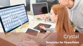  Presentation with developer - Amazing PPT layouts having woman-as-a-web-designer backdrop and a coral colored foreground