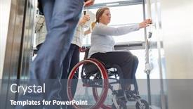  Presentation with elevator - Audience pleasing slide set consisting of woman-as-a-wheelchair-user backdrop and a ocean colored foreground