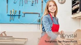  Presentation with apprentice - Slide deck featuring woman-as-an-apprentice-works background and a soft green colored foreground