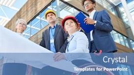  Presentation with blueprint - Amazing slides having woman-as-an-architect backdrop and a teal colored foreground