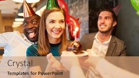  Presentation with birthday party - Presentation enhanced with woman-as-birthday-girl-gets background and a coral colored foreground