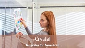  Presentation with checks - Cool new theme with woman-as-graphic-designer backdrop and a coral colored foreground