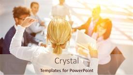  Presentation with trainer - Colorful theme enhanced with woman-as-motivational-trainer-clenches backdrop and a lemonade colored foreground