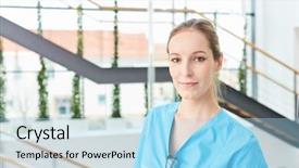  Presentation with surgical nurse - Audience pleasing slide deck consisting of woman as physician in surgical backdrop and a light blue colored foreground