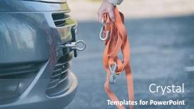  Presentation with towing - Presentation theme enhanced with woman-assembling-towing-line background and a seafoam green colored foreground