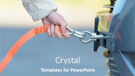  Presentation with towing - Slide set enhanced with woman-assembling-towing-line background and a light blue colored foreground