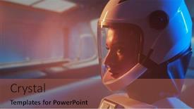  Presentation with orbital - PPT theme having woman-astronaut-in-a-space background and a tawny brown colored foreground