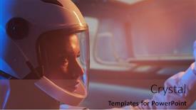  Presentation with orbital - Theme enhanced with woman-astronaut-in-a-space background and a violet colored foreground