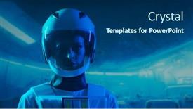  Presentation with orbital - Presentation theme featuring woman-astronaut-in-a-space background and a ocean colored foreground