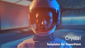  Presentation with orbital - Presentation featuring woman-astronaut-in-a-space background and a ocean colored foreground