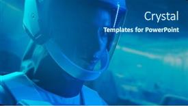  Presentation with orbital - Presentation theme featuring woman-astronaut-in-a-space background and a ocean colored foreground
