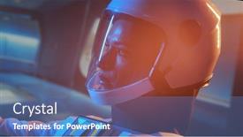  Presentation with orbital - Theme enhanced with woman-astronaut-in-a-space background and a teal colored foreground