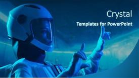  Presentation with orbital - Presentation theme with woman-astronaut-in-a-space background and a ocean colored foreground
