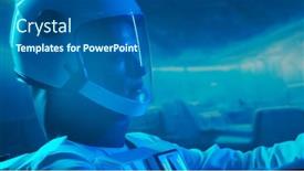  Presentation with orbital - Presentation design featuring woman-astronaut-in-a-space background and a ocean colored foreground