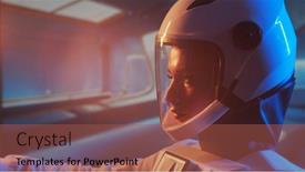  Presentation with orbital - PPT theme featuring woman-astronaut-in-a-space background and a red colored foreground