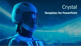  Presentation with orbital - Theme featuring woman-astronaut-in-a-space background and a ocean colored foreground