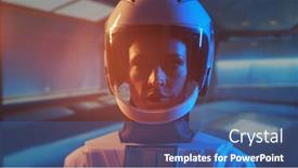  Presentation with orbital - Presentation design featuring woman-astronaut-in-a-space background and a ocean colored foreground