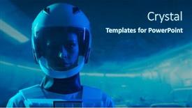  Presentation with orbital - Presentation having woman-astronaut-in-a-space background and a ocean colored foreground