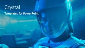  Presentation with orbital - Slide set having woman-astronaut-in-a-space background and a ocean colored foreground