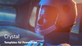  Presentation with orbital - PPT theme having woman-astronaut-in-a-space background and a ocean colored foreground