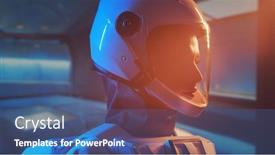  Presentation with orbital - PPT theme with woman-astronaut-in-a-space background and a ocean colored foreground