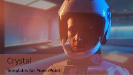  Presentation with orbital - Presentation with woman-astronaut-in-a-space background and a tawny brown colored foreground