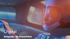  Presentation with orbital - Presentation theme having woman-astronaut-in-a-space background and a ocean colored foreground